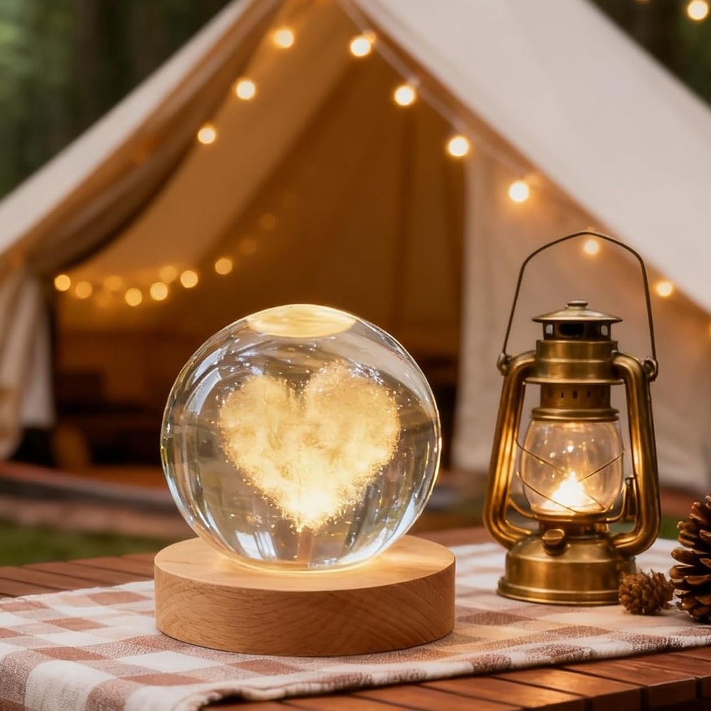 🆕New 3D Love Could Crystal Ball with Wooden Base - Picture 5 of 12